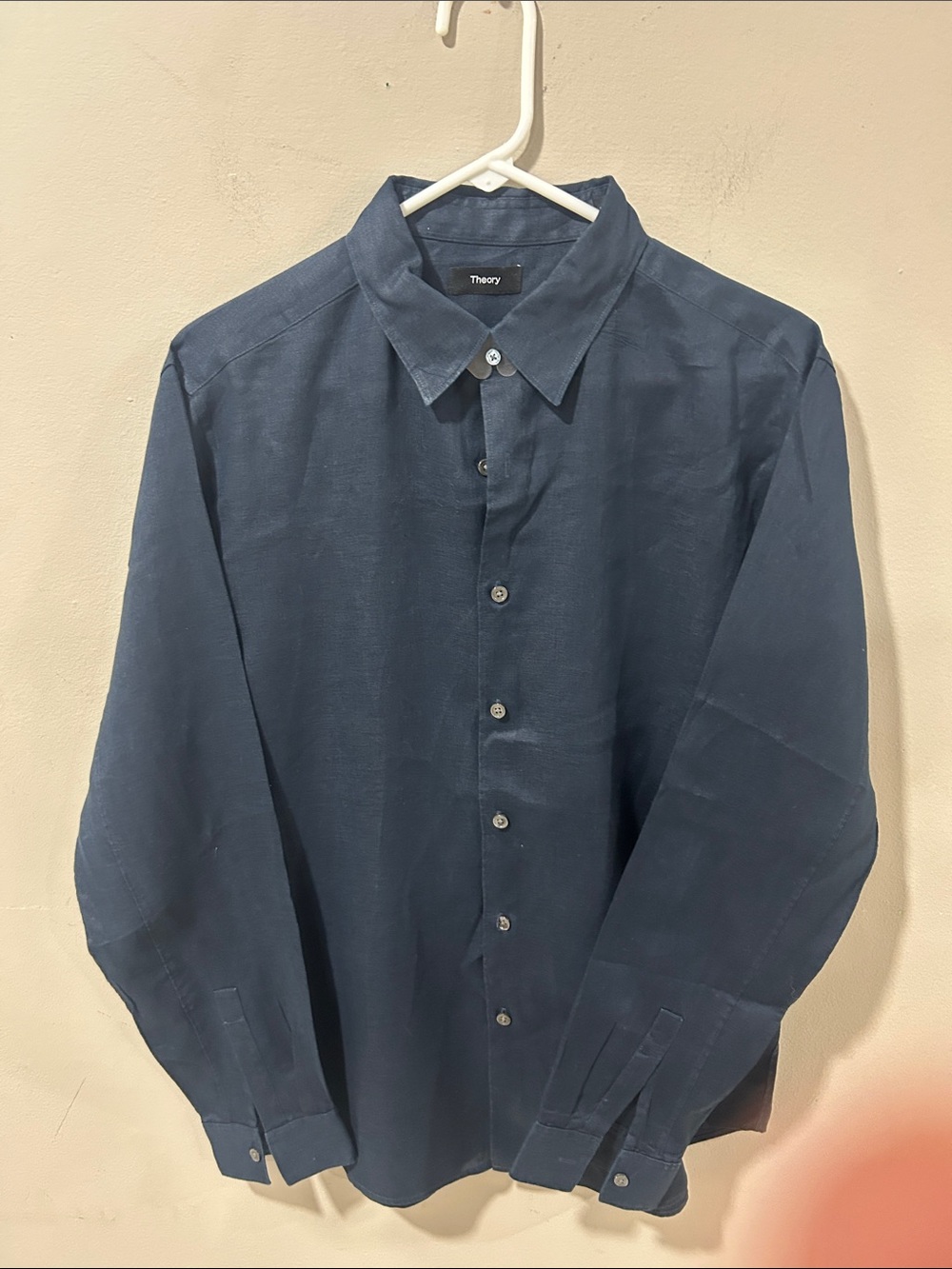 Theory Men's Navy Blue Button-Up Dress Shirt